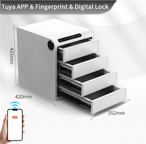 CEQSAFE Coffre-fort intelligent en cuir pour la maison, avec lecteur d'empreintes digitales, numérique, biométrique, pour bijoux, 4 tiroirs - Product Image 2