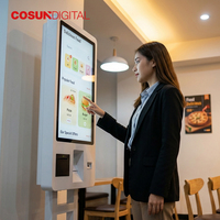 Kiosque de commande en libre-service avec écran tactile Full HD de 21,5 pouces, terminal de paiement tout-en-un pour restaurant, fast-food