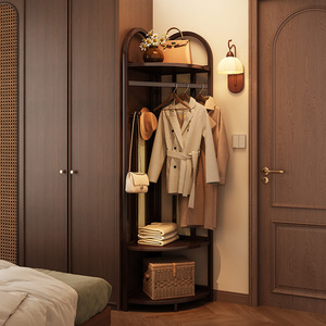Wicker corner shelf for bedroom corner, right angle coat <b>rack</b>, multi-functional living room corner cabinet, <b>clothes</b> storage <b>rack</b> - Product Image 1