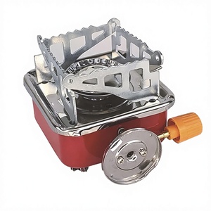 Réchaud à gaz butane miniature carré d'extérieur, portable, pliable, avec déflecteur de vent et dispositif d'allumage, équipement de cuisine pour le camping - Product Image 1