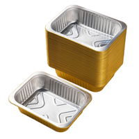 Barquette alimentaire carrée en aluminium avec feuille d'or, couvercle en plastique, paroi lisse, personnalisable, emballage rétractable, moule de cuisson recyclable