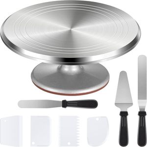 Ensemble de 7 pièces en alliage d'aluminium pour support rotatif à gâteau, outils de pâtisserie et de glaçage, pour usage commercial, fabriqué en Chine - Product Image 4