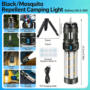 Linterna de Camping Multifuncional con Repelente de Mosquitos, Linterna LED Recargable y Luz Ambiental - Product Image 4