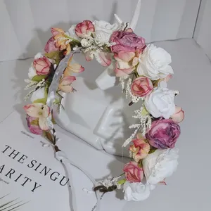 Plaj fotoğraf çiçek Flower Boho çiçek Hairband kadınlar bohem tarzı çiçek kafa festivaller saç aksesuarları parti şapkalar