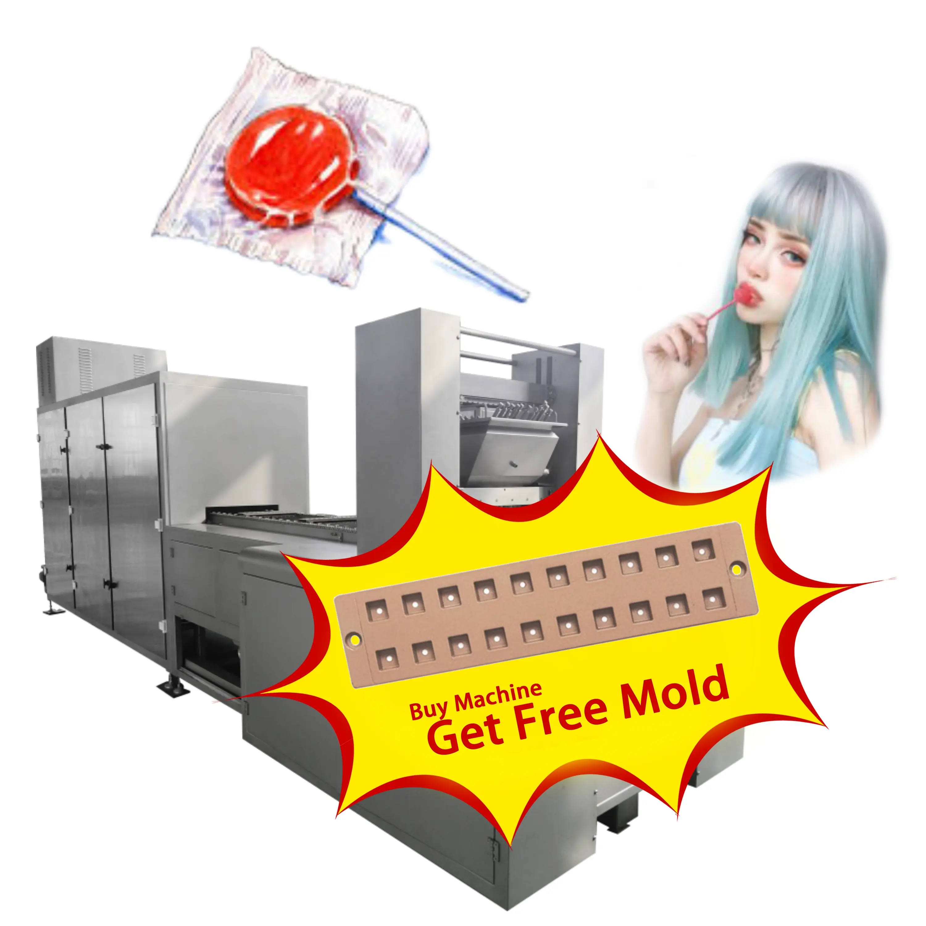 300 Kg/u Fruitsmaak Harde Snoep Deponeren Lijn Lollipop Making Machine Melk Snoep Productielijn Voor Zoetwaren Plant