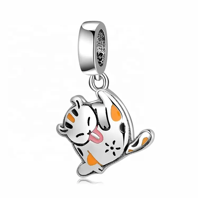 wholesale anime bracelets necklace girls bulk 925 sterling silver cute charm cat enamel key bag charms for jewelry making