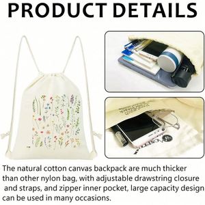 Custom Custom String Beach Sack Bag Travel Sack Pack Cotton <b>Canvas</b> <b>Backpack</b> for Women Gift Sport Gym - Product Image 2
