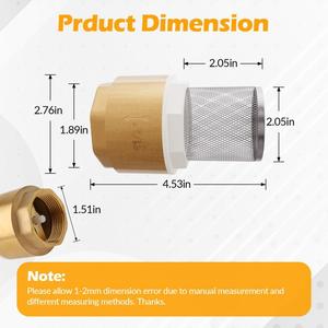 วาล์วเท้า DN40ทองเหลืองแบบแมนนวล1-1/2นิ้วพร้อมตัวกรองตาข่ายเช็ควาล์วสำหรับน้ำมันน้ำแก๊ส - Product Image 2
