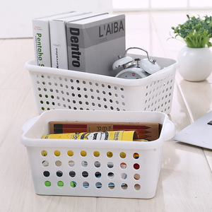 Storage Basket Plastic Rectangle With Handles White Transparent 27x10.5x16 For Office Desktop Bathroom Kitchen Organizer - Product Image 2
