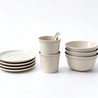Ensemble de vaisselle jetable biodégradable en papier, bol, assiette, baguettes, ensemble de fête moderne et simple, vaisselle de table pour l'extérieur