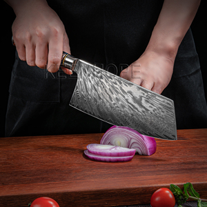 Cuchillo de Cocina Japonés KEENHOPE de 8 Pulgadas, Acero Damasco de 67 Capas VG10 10Cr15CoMoV, Mango de Resina Compuesta con Madera de Arce Marrón - Product Image 3