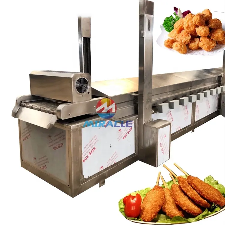 Băng tải điện sâu Fryer gà cốm khoai tây chiên liên tục Fryer băng tải tôm cá chiên máy