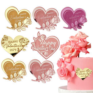 Décorations de cupcakes assorties en forme de rose et de cœur pour <span class=keywords><strong>la</strong></span> fête de <span class=keywords><strong>la</strong></span> Saint-Valentin, anniversaire, mariage, décoration de gâteau - Product Image 1