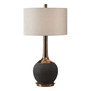 Black & Bronze Two-Tone Ceramic Sphere Modern Table Lamp | Industrial Elegant Lighting for Hotel Cafe & Open Office Area - Product Image 1