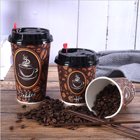 Gobelet à café en papier à double paroi écologique, design personnalisé imprimé, gobelet en papier kraft de 12 oz, gobelet à café jetable en papier
