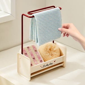 Kitchen Dishcloth Holder for Towel Rag Hanger Sink Sponge Holder <b>Rack</b> Shelf Kitchen Bathroom <b>Dish</b> Cloth Drain Organizer - Product Image 1
