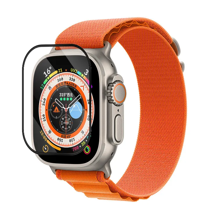 Hoge Kwaliteit Fabriek 2.5d 9H Anti-Vingerafdruk Voor Slimme Horloge Schermbeschermer Voor Apple Watch Ultra Met Installatie Lade