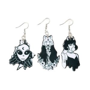 1 paio di orecchini pendenti <span class=keywords><strong>donna</strong></span> <span class=keywords><strong>lupo</strong></span> moda Baddie Bubble Gum ragazza alieno per regalo di compleanno - Product Image 1