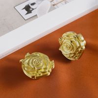 Bouton en laiton massif Rose à trou unique, poignée de porte de tiroir d'armoire de cuisine, boutons en laiton Rose