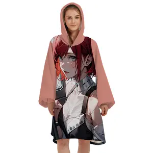 Design personalizzato personalizzato Anime oversize lunga e calda felpa con cappuccio indossabile coperta