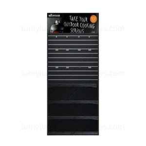 Expositor de pie de madera con ganchos deslizantes y estantes para utensilios de cocina, ollas, sartenes y para tiendas - Product Image 3