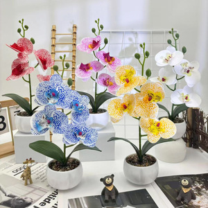 Empat bunga Phalaenopsis hujan batu Bonsai 3D dicetak Pot bunga buatan untuk kantor Desktop Dekorasi anggrek - Product Image 1