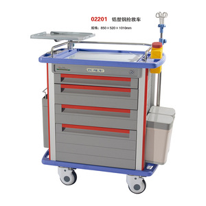 Aluminum Plastic Steel Emergency <b>Trolley</b> 850x520x1010mm 4 Drawers Medical Cart For Hospital Use - Product Image 1