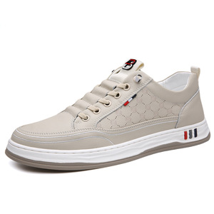 Men's White <b>Sneakers</b> <b>Leather</b> Low Heel Breathable Office Casual Shoes - Product Image 5