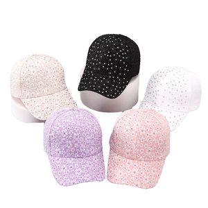 Casquette de baseball sportive d'été pour femme, à rayures, avec broderie florale en strass, couleur unie, réglable, pour l'extérieur - Product Image 4