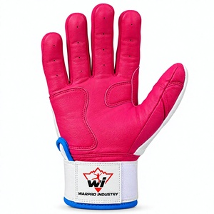 Guantes de Bateo de Cuero Warpro Industry, Acolchados, con Cierre de Velcro, para Entrenamiento, Ambidiestros, Duraderos, de Secado Rápido, en Blanco, Rosa y Azul - Product Image 4