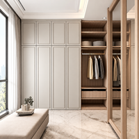 Armoire intégrée en bois beige de style shaker moderne Zunteng pour la décoration intérieure de la chambre principale d'un manoir de luxe