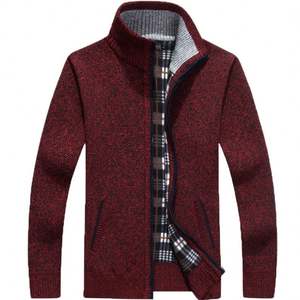 Vente en gros de pulls en tricot à fermeture éclair pour hommes, automne-hiver, polaire épais, haut en tricot, veste décontractée, veste chaude épaisse, cardigan, pulls - Product Image 3