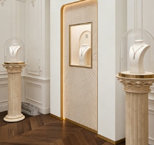 Présentoir à bijoux <span class=keywords><strong>colonne</strong></span> romaine de luxe avec éclairage LED, <span class=keywords><strong>vitrine</strong></span> personnalisée en marbre pour colliers, dôme en <span class=keywords><strong>verre</strong></span>, durable, haut de gamme - Product Image 2