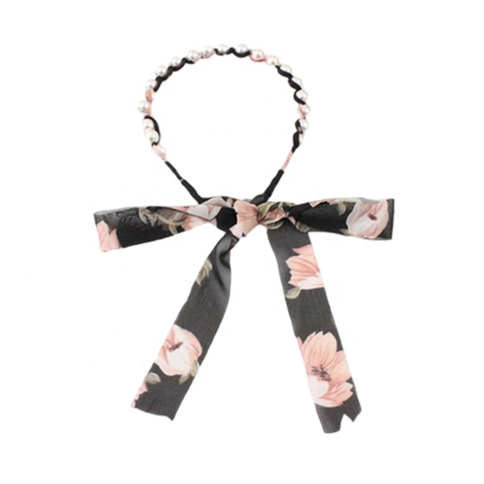 Оптом женские плетеные повязки на голову, новая летняя лента для волос с жемчугом, Кружевной Галстук-бабочка