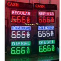 Panneau d'affichage des prix de l'essence numérique à LED double face de 16 pouces avec panneau de prix éclairé par LED, panneau d'affichage des prix de l'essence à LED REGULAR PREMIUM DIESEL