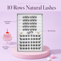 Kit de faux cils en grappe DIY semi-artisanaux, sans cruauté animale, avec bande de base en coton noir, effet léger et vaporeux, grappes de cils individuels en forme de fleur