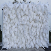 Panneaux muraux décoratifs de mariage 3D enroulables en tissu de soie artificielle blanche avec fleurs toile de fond