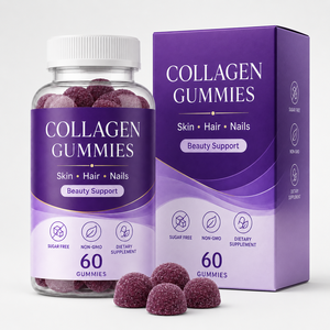 Complément alimentaire en gommes de collagène 500 mg avec 250 mcg de biotine, 50 mg d'acide hyaluronique, 60 unités, soins de beauté pour femmes, usine ODM - Product Image 1