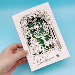 Tarjetas de Navidad 3D con Corte Láser, Tarjetas de Felicitación Pop-up de Papel Calado con Sobre para Familiares y Amigos, Venta al Por Mayor - Product Image 5