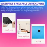 Housse de tasse réutilisable en polyester élastique avec trou pour paille, style mode, protection toutes saisons pour usage extérieur