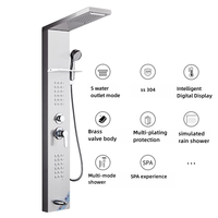 Ares Idealex Panneau de Douche LED en Acier Inoxydable Brossé Étanche avec Cascade et Jets Massants pour Salle de Bain