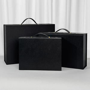 صندوق هدايا فاخر كبير وصغير قابل للطي من الورق الصلب باللون الأسود الغير لامع مع غطاء مغناطيسي - Product Image 3