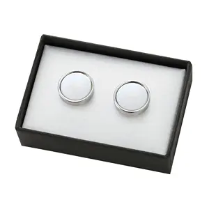 Confezione regalo nera personalizzata scatole per imballaggio con gemelli in argento rotondi incisi personalizzati accessori moda uomo scatole regalo personalizzate