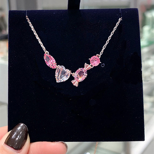Collana <span class=keywords><strong>Rosa</strong></span> con Ciondolo a Forma di Caramella, Elemento Femminile, Cristallo, Catena per Clavicola, Effetto Sbiancante, Produzione di Alta Gamma - Product Image 6