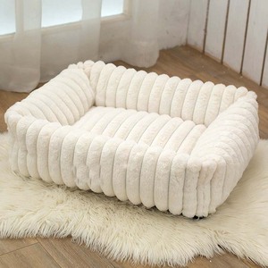Ribbed Rectangle Solid <strong>Fashion</strong> Pet <strong>Bed</strong> for Cats <strong>Dogs</strong>-Warm Velvet Nest with Sponge Filling Neck Protection Cat <strong>Bed</strong> Cave - Product Image 3