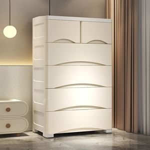 풀 아웃 서랍이있는 다채로운 플라스틱 침실 옷 정리 수납 쌓을 수있는 바퀴 캐비닛 - Product Image 2