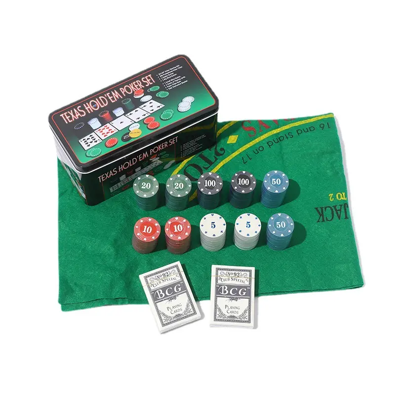 Fancy Poker Chip Set da tavolo gioco Poker Chip 200 pezzi 38mm 4g PP casinò riciclato colorato Chip con scatola di latta