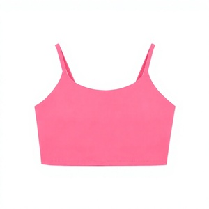 Solid Color Spaghetti Strap Breathable <b>Knitted</b> Short Crop <b>Tank</b> <b>Top</b> <b>Women</b> Slim Fit Stretch Casual Yoga Front Logo ODM - Product Image 6