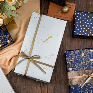 Floral <b>Pattern</b> Gift Wrapping <b>Paper</b> Gold Foil Art <b>Paper</b> Coated 100GSM Roll For Packaging Craft Use - Product Image 1