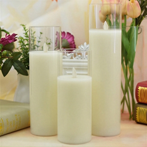 Ensemble de bougies LED sans flamme en verre blanc, bougies électroniques en forme de pilier avec lumière de flamme vacillante - Product Image 1